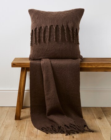 Faux Mohair Fringed Throw - Chocolate