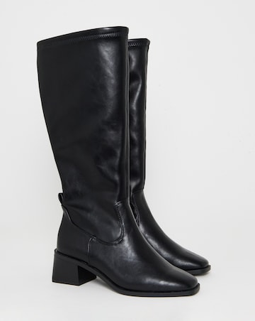 Hadley Block Heel Knee High Sock Boots - Extra Wide Fit (EEE) & Super Curvy Calf