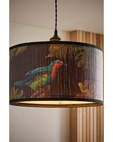 ValueLights Daintree Medium Monochrome Bamboo Drum Shade 35cm