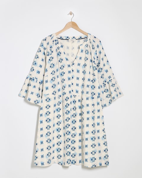Julipa Printed Pure Cotton Textured Shift Dress