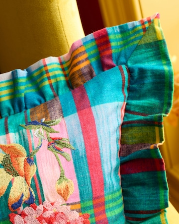 Sophie Robinson Wanderweave Ikat Check Cushion