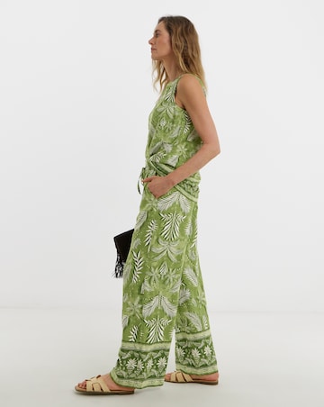 Linen Mix Wide Leg Trousers