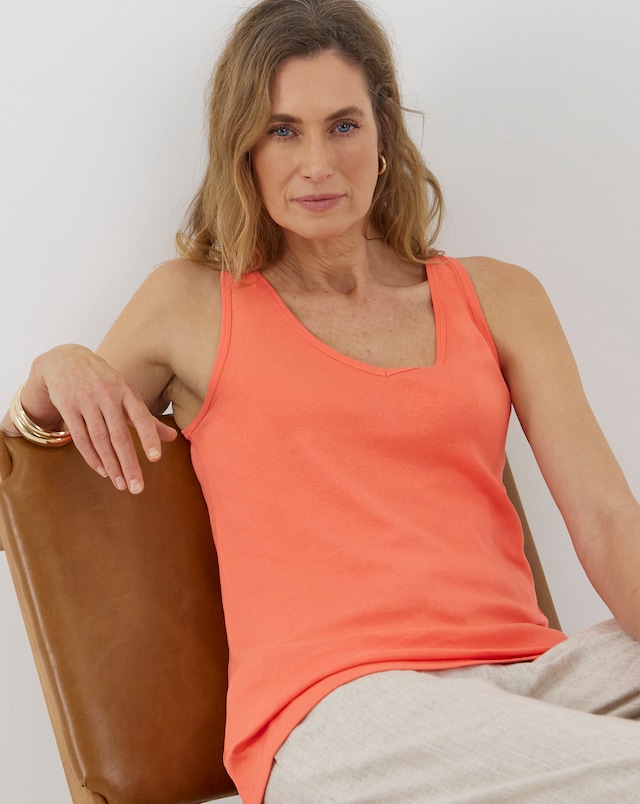Peach Cotton V-Neck Vest