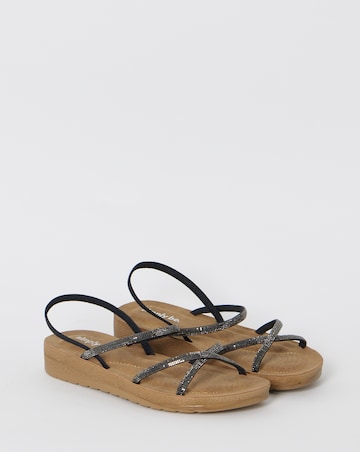 Bianca Sparkly Strapped Comfort Sandals - Wide Fit (E)