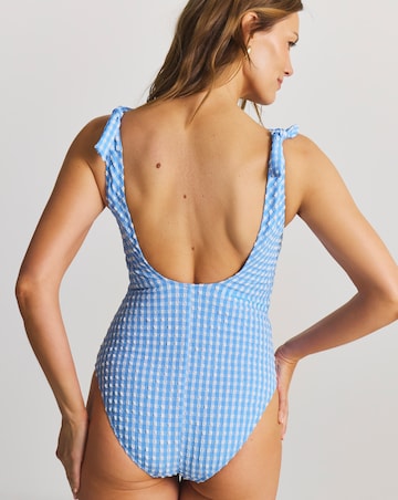 MAGISCULPT Firm Control Gingham Shoulder Tie Swimsuit