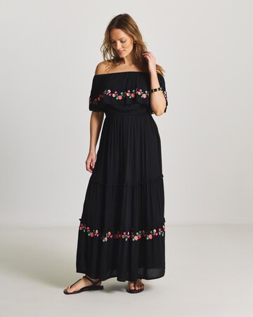 Figleaves Embroidered Tiered Bandeau Beach Dress