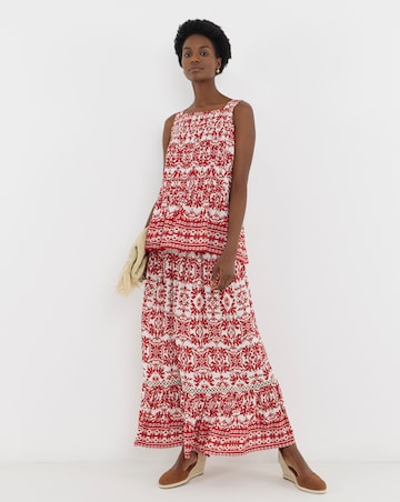 Border Print Maxi Skirt