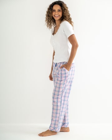 Pour Moi Ribbed Henley Tshirt And Seersucker Trousers PJ Set