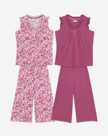 Julipa (2 Pack) Value Floral Culotte Pyjama Sets Pink Mix