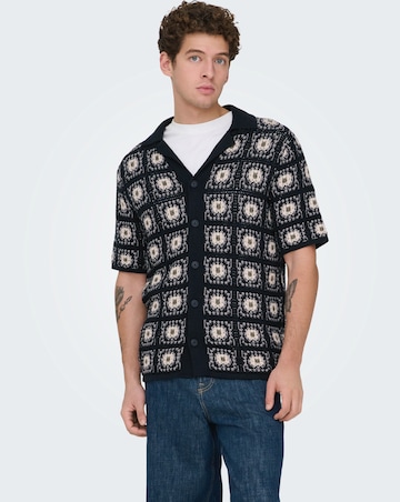 Only & Sons Bart Crochet Shirt - Navy