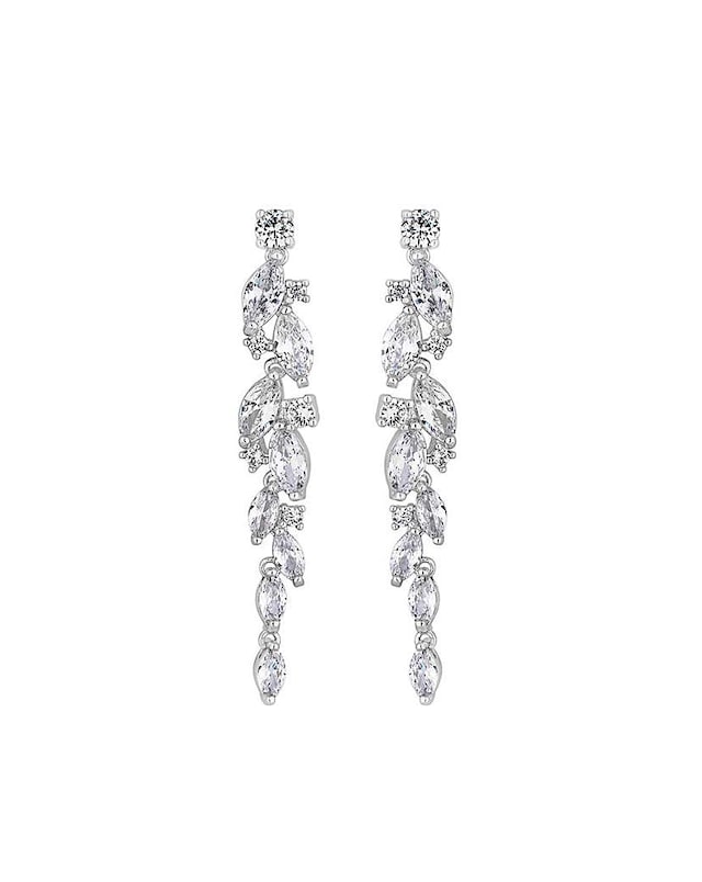 Jon Richard Silver Plated Clear Navette Charlotte Drop Earrings