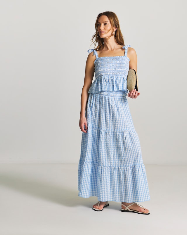 Beach to Beach Gingham Top And Skirt Beach Co-Ord