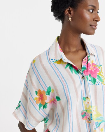 Linen Mix Tie Front Shirt