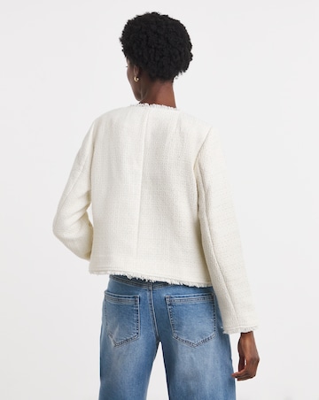 Collarless Boucle Blazer