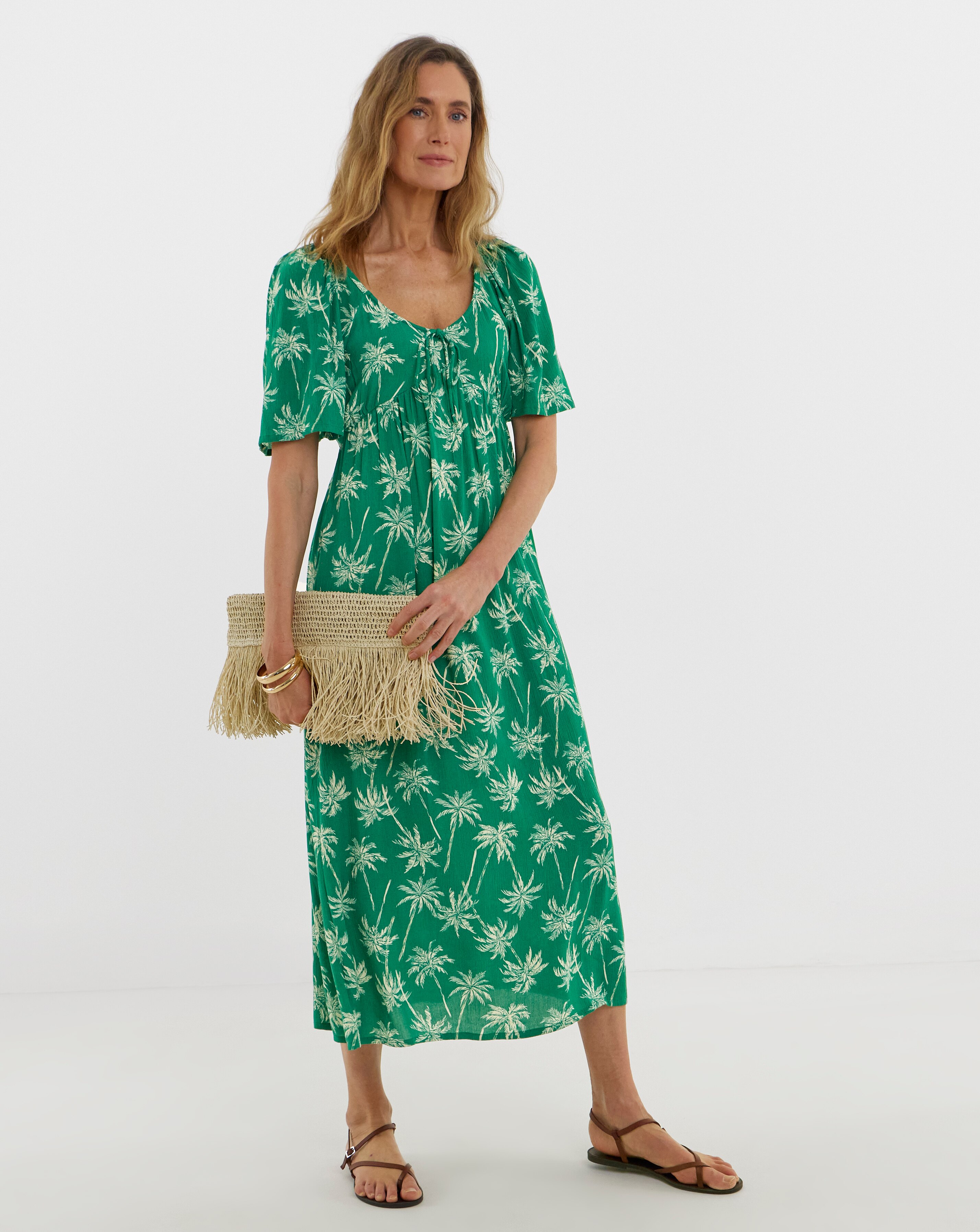 Crinkle Tie Front Dress