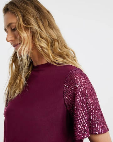 Sequin Sleeve T-Shirt
