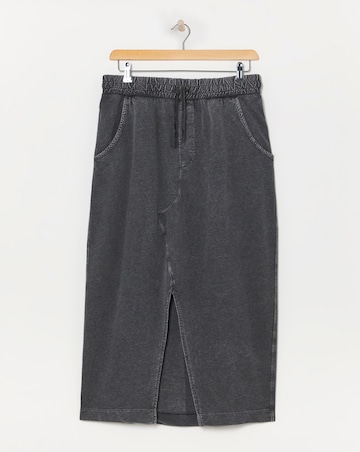 Washed Grey Cotton Mix Jersey Maxi Skirt