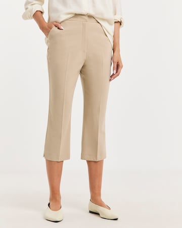 Beige Capri Cropped Trousers