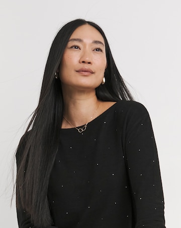 Black Slash Neck Longline Heatseal Soft Touch Top