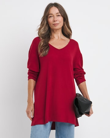 Chilli Soft Touch V-Neck Longline Top