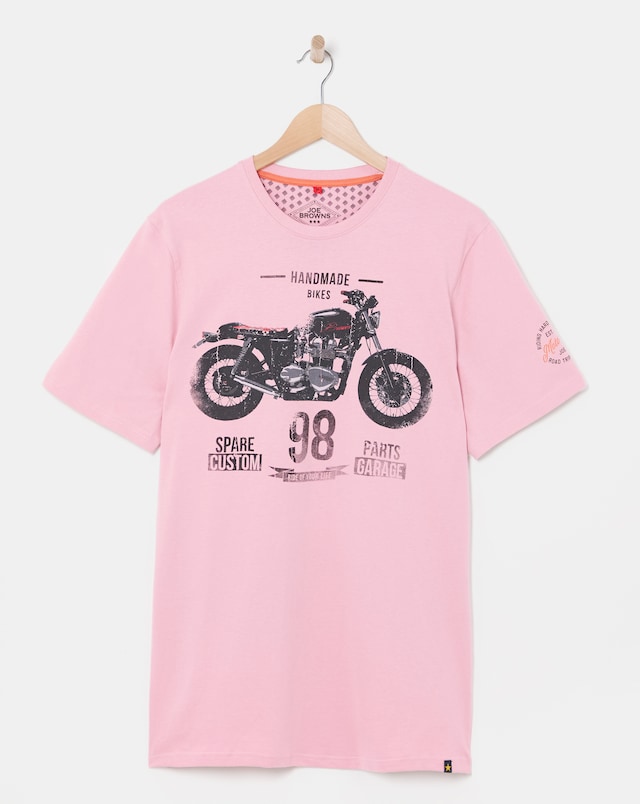 Joe Browns Motorcycle Print Long Length T-Shirt - Pink
