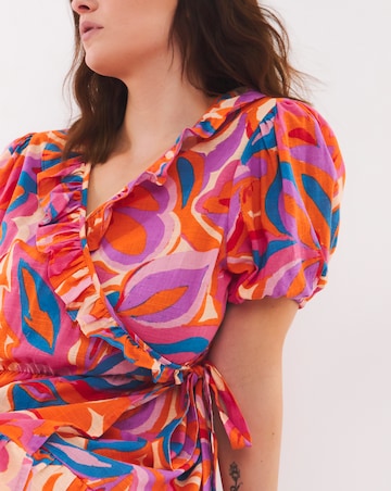 Floral Mini Wrap Over Cotton Beach Dress