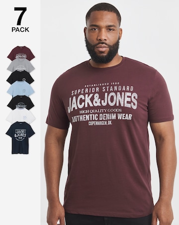 Jack & Jones Simon Logo T-Shirt 7 Pack - Multi