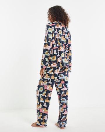 Chelsea Peers Jersey Lounging Dogs Print Pyjama Set