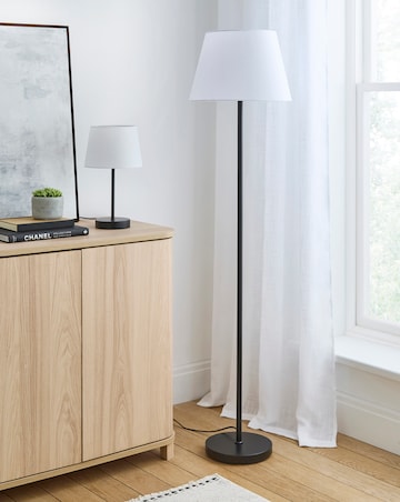 Owen White and Matt Black Floor Lamp