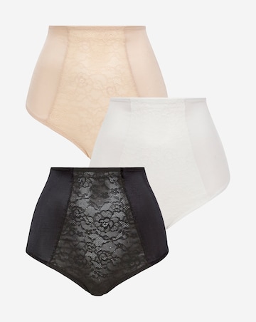 MAGISCULPT (3 Pack) Firm Control High Waist Tummy Control Knickers Blk/Wht/Alm