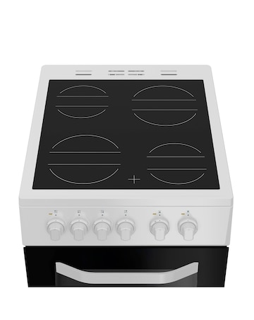Hotpoint HTE5VCW 50cm Electric Twin Cooker with Ceramic Hob - White