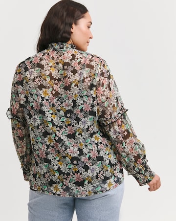 Multi Floral Frill Detail Blouse With Cami