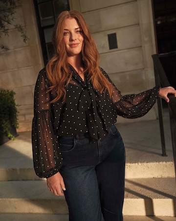 Georgette Collarless Tie Detail Blouse