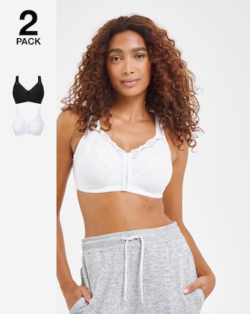 Pretty Secrets (2 Pack) Back Support Bras (B-DD) White/Black