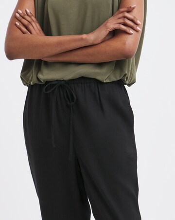 Black Linen Mix Tapered Trouser