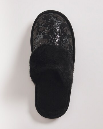 Gem Sequin Cosy Mule Slipper EEE Fit