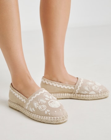 Jenner Embroidered Espadrille Shoes - Wide Fit (E)