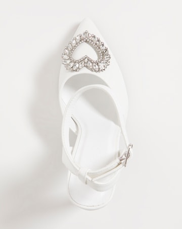 Amelia Heart Trim Heeled Court Shoes - Wide Fit (E)