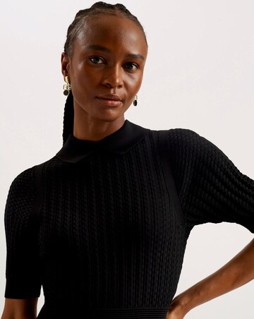 Ted Baker Textured Knit Skater Dress With Collar