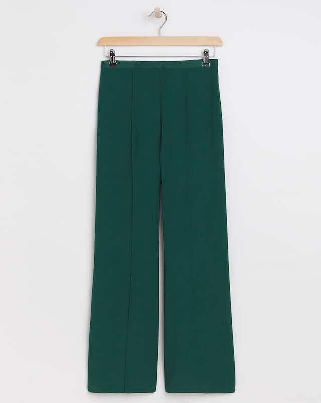 Magisculpt Satin Green Crepe Wide Leg Trouser