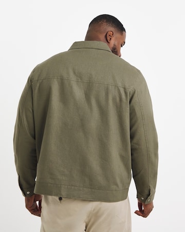 Olive Linen Harrington Jacket