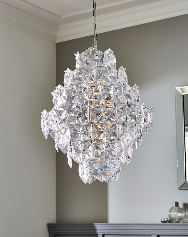Searchlight Chrome 5 Light Ceiling Pendant With Acrylic Tiles