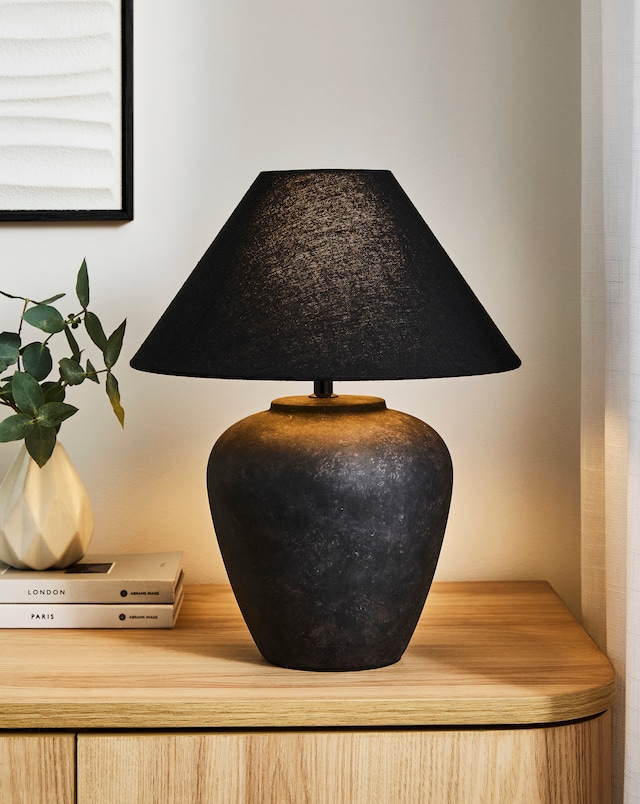 Nolan Black Ceramic Urn Table Lamp