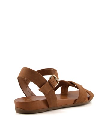 Dune London Cross Strap Comfort Nubuck Sandals Wide Fit
