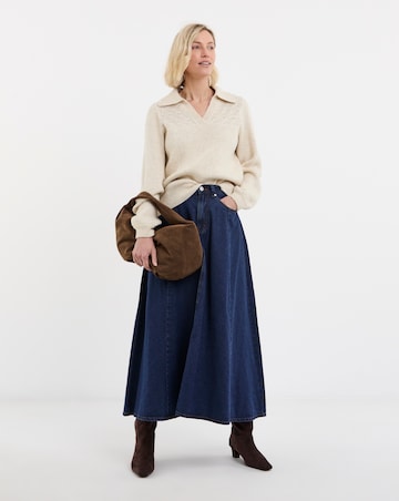 Pointelle Henley Knitted Jumper