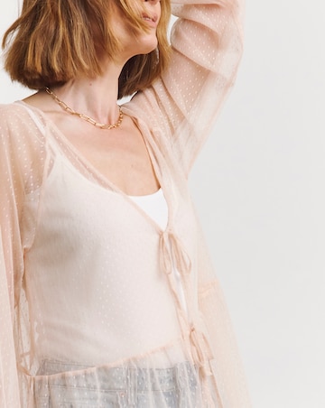 Blush Mesh Spot Dobby Blouse