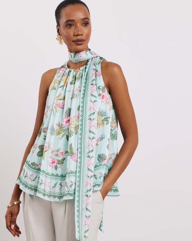 Joanna Hope Halter Neck Drape Blouse