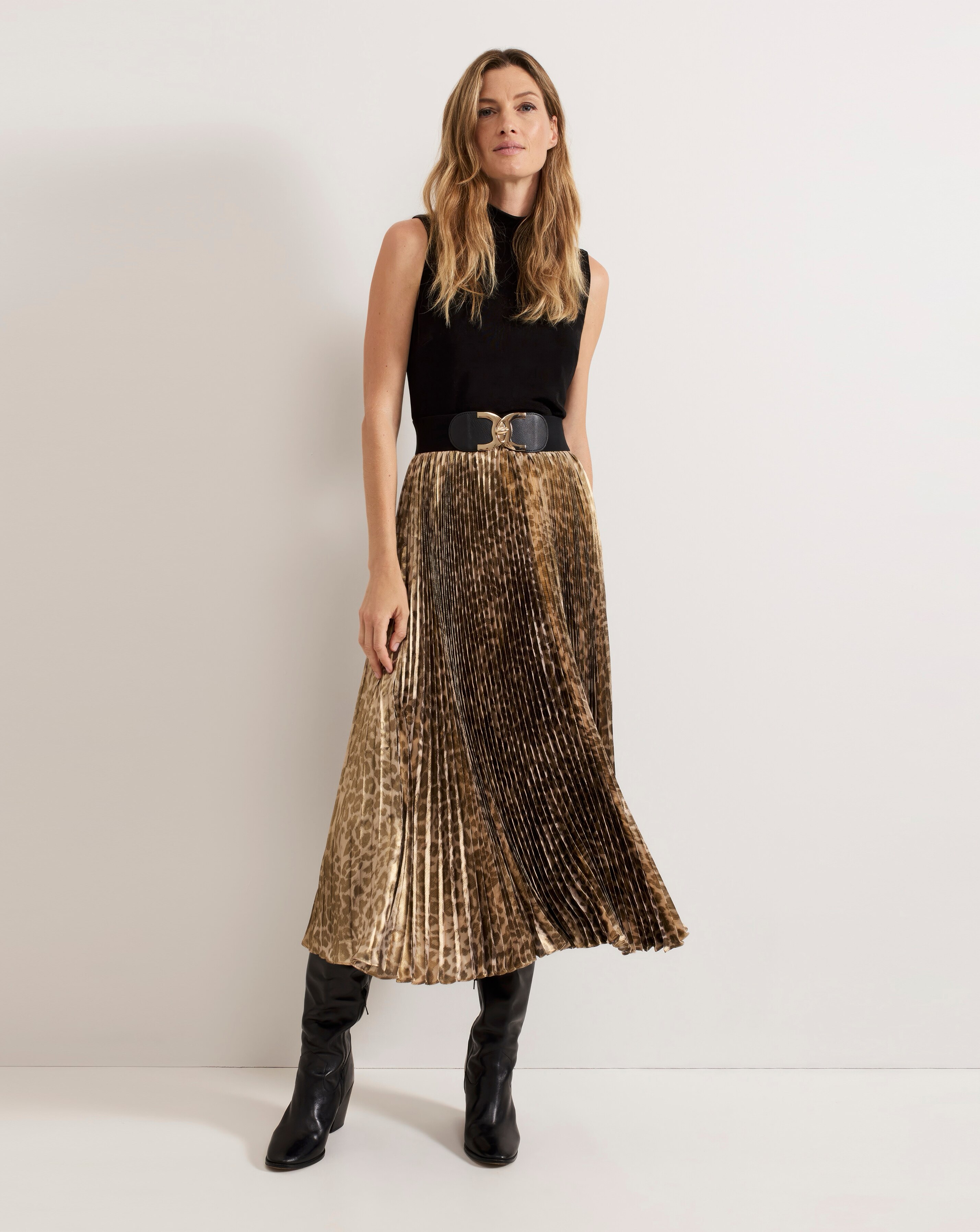Phase Eight Meloni Jersey Leopard Pleat Midi Dress | JD Williams