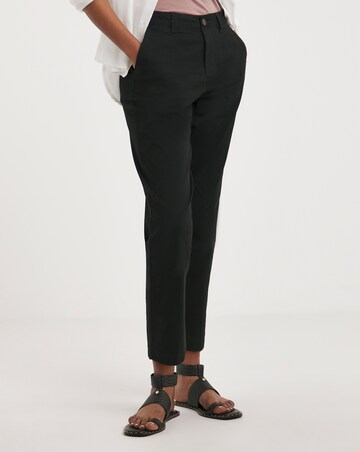 Black Stretch Cropped Chino Trousers