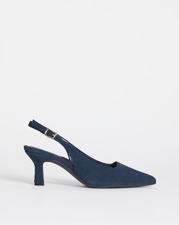 Verona Suede Pointed Toe Slingback Heels - Wide Fit (E)